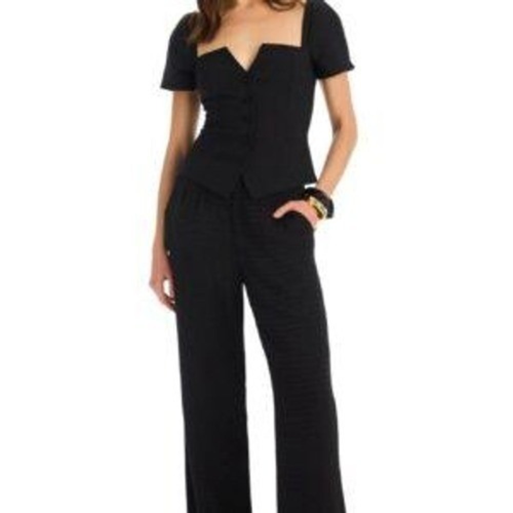 Anthropologie by Allison New York Bernie Black Peplum Top quiet Luxury S NWT